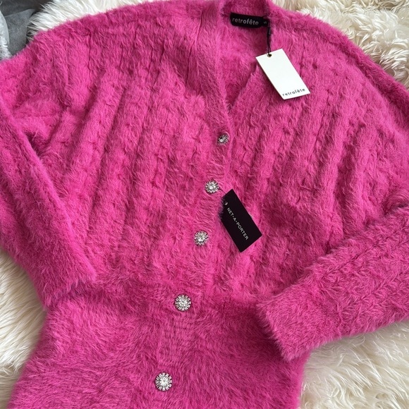 NWT RETROFETE Cable-Knit Mini Dress Size S Pink New Tala Fuzzy sweater Small - Picture 10 of 12